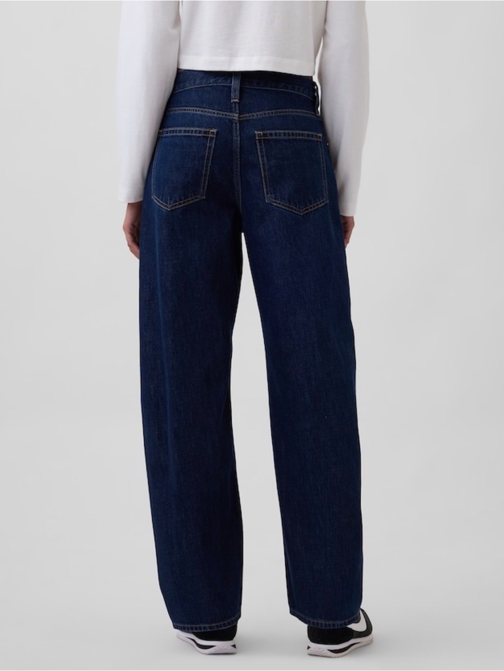 GAP High Rise Barrel Jeans Dark Rinse - Picture 8 of 9